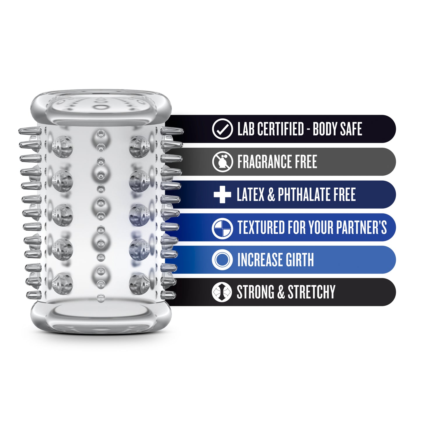Stay Hard Cock Sleeve 03 - Clear BL-00312 853858007086 from EdgingWarehouse.com where we sell the best male sex toys and fleshlight type strokers for masturbation, edging and gooning and other men's health and sexual wellness items.