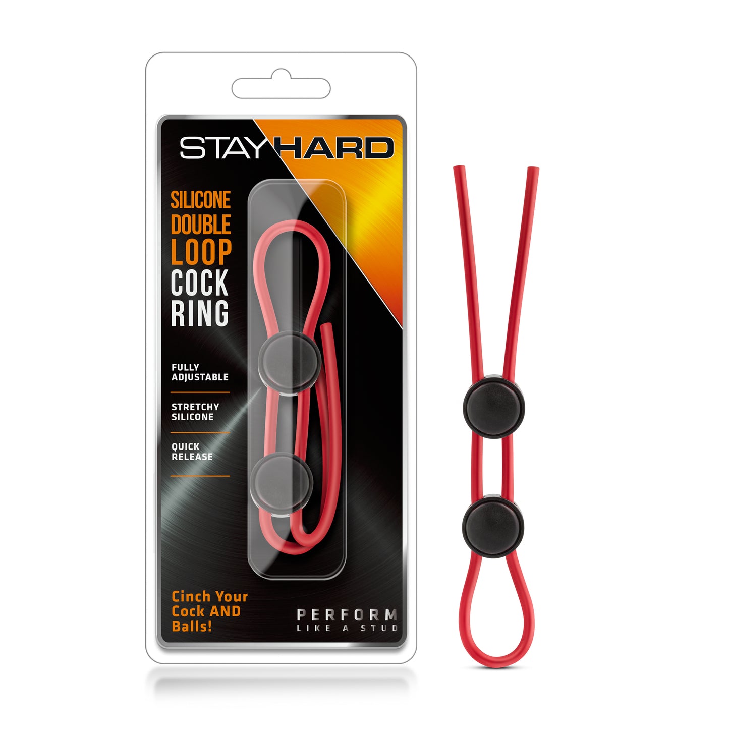 Stay Hard - Silicone Double Loop Cock Ring - Red BL-32098 853858007635 from EdgingWarehouse.com where we sell the best male sex toys and fleshlight type strokers for masturbation, edging and gooning and other men's health and sexual wellness items.