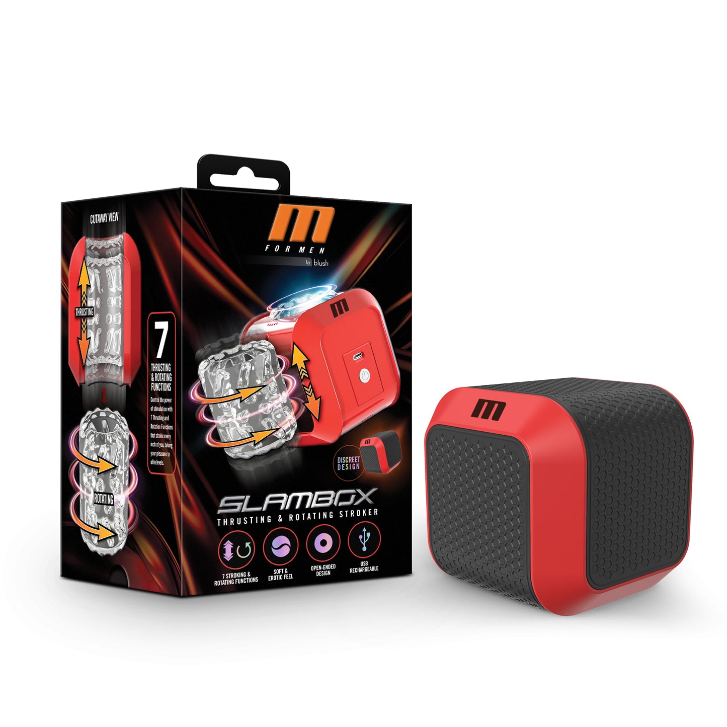 M for Men - Slambox - Red BL-83608 810138370285 from EdgingWarehouse.com where we sell the best male sex toys and fleshlight type strokers for masturbation, edging and gooning and other men's health and sexual wellness items.
