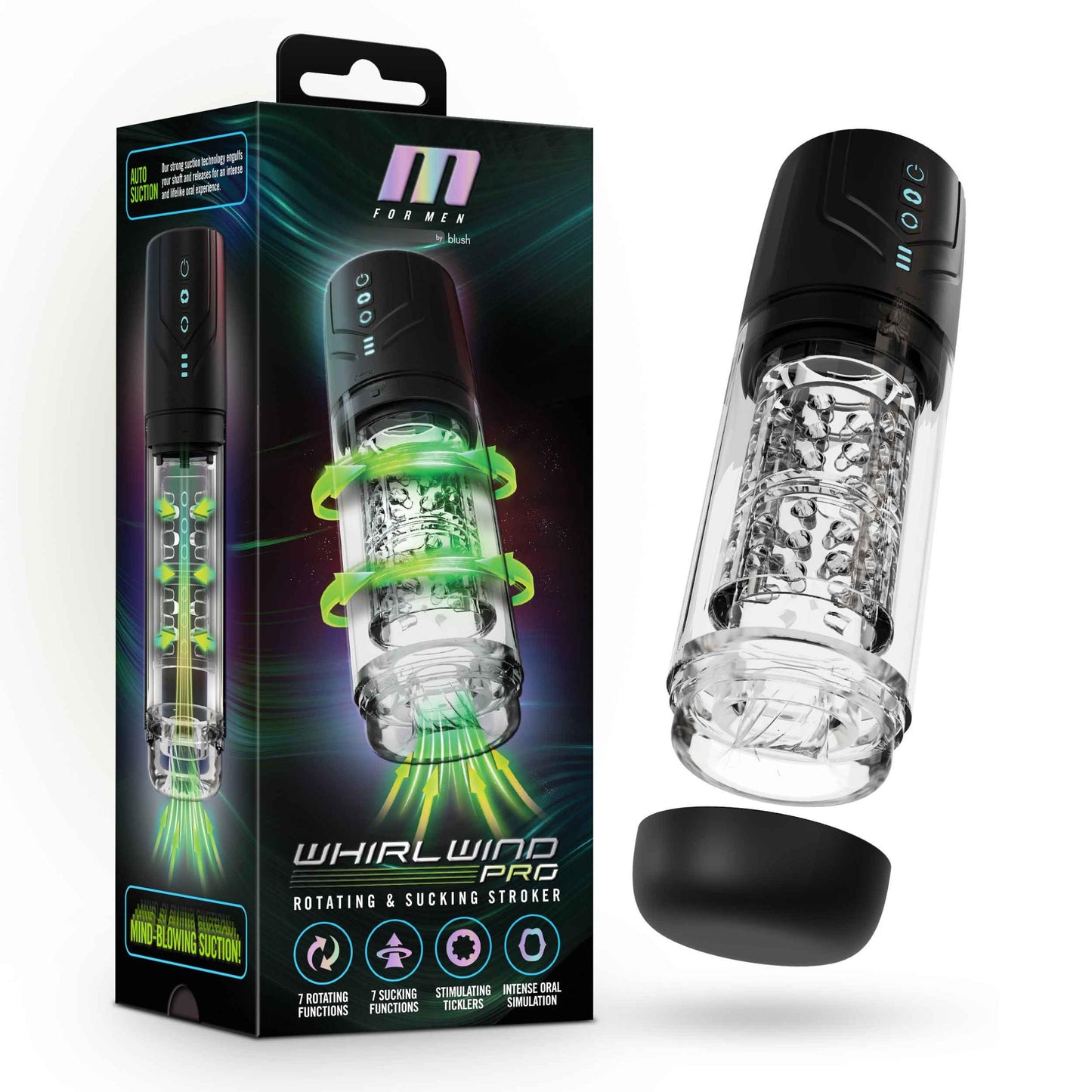M for Men - Whirlwind Pro - Black BL-87605 810138370476 from EdgingWarehouse.com where we sell the best male sex toys and fleshlight type strokers for masturbation, edging and gooning and other men's health and sexual wellness items.