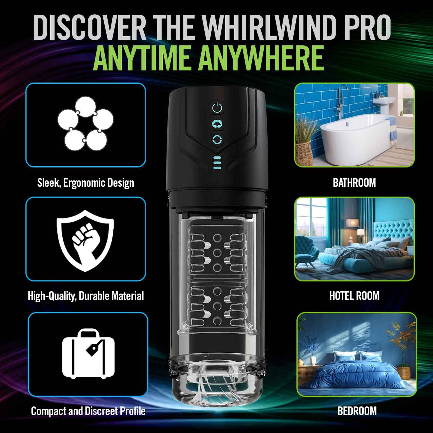 M for Men - Whirlwind Pro - Black BL-87605 810138370476 from EdgingWarehouse.com where we sell the best male sex toys and fleshlight type strokers for masturbation, edging and gooning and other men's health and sexual wellness items.