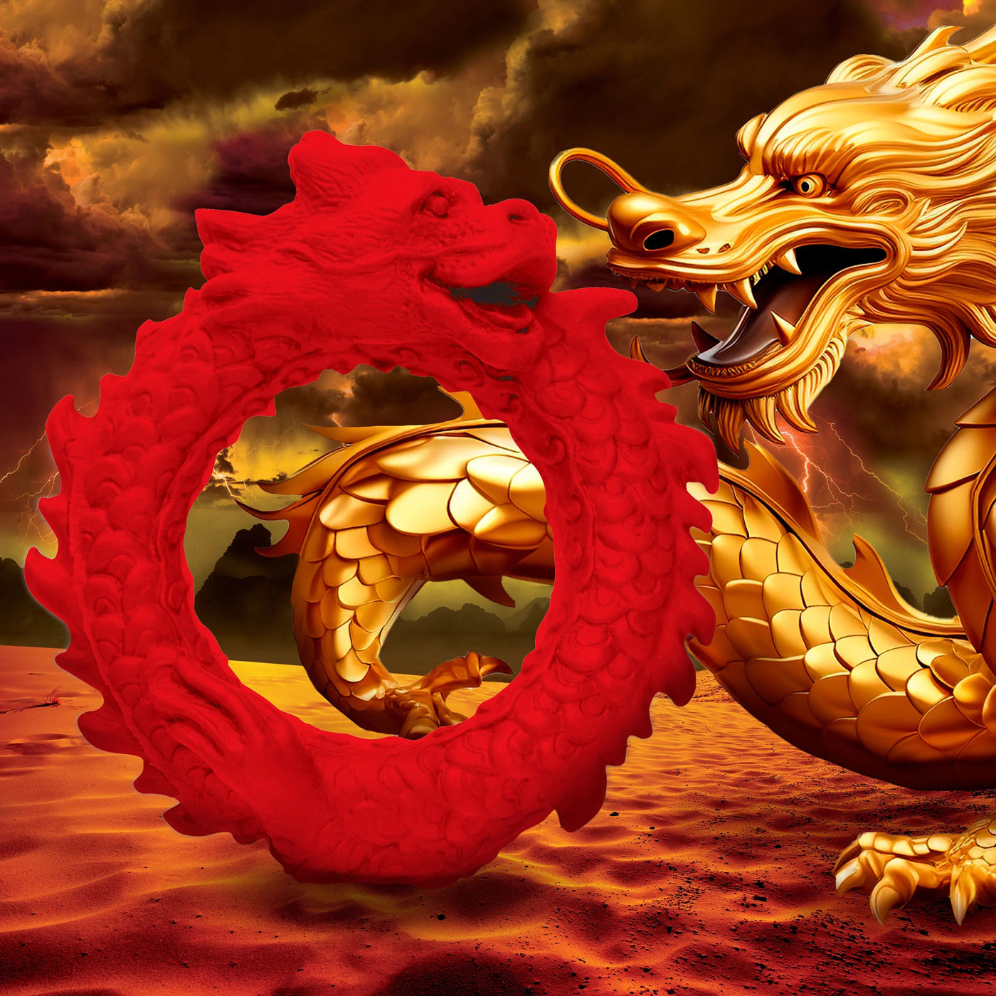 Rise of the Dragon Silicone Cock Ring - Red CC-AH296 848518053305 from EdgingWarehouse.com where we sell the best male sex toys and fleshlight type strokers for masturbation, edging and gooning and other men's health and sexual wellness items.