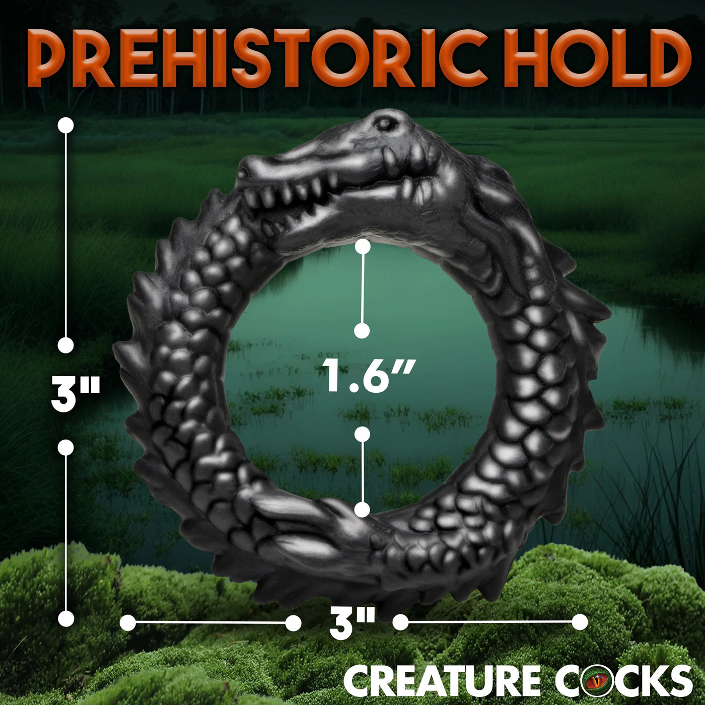 Black Caiman Silicone Cock Ring - Black CC-AH297 848518053312 from EdgingWarehouse.com where we sell the best male sex toys and fleshlight type strokers for masturbation, edging and gooning and other men's health and sexual wellness items.