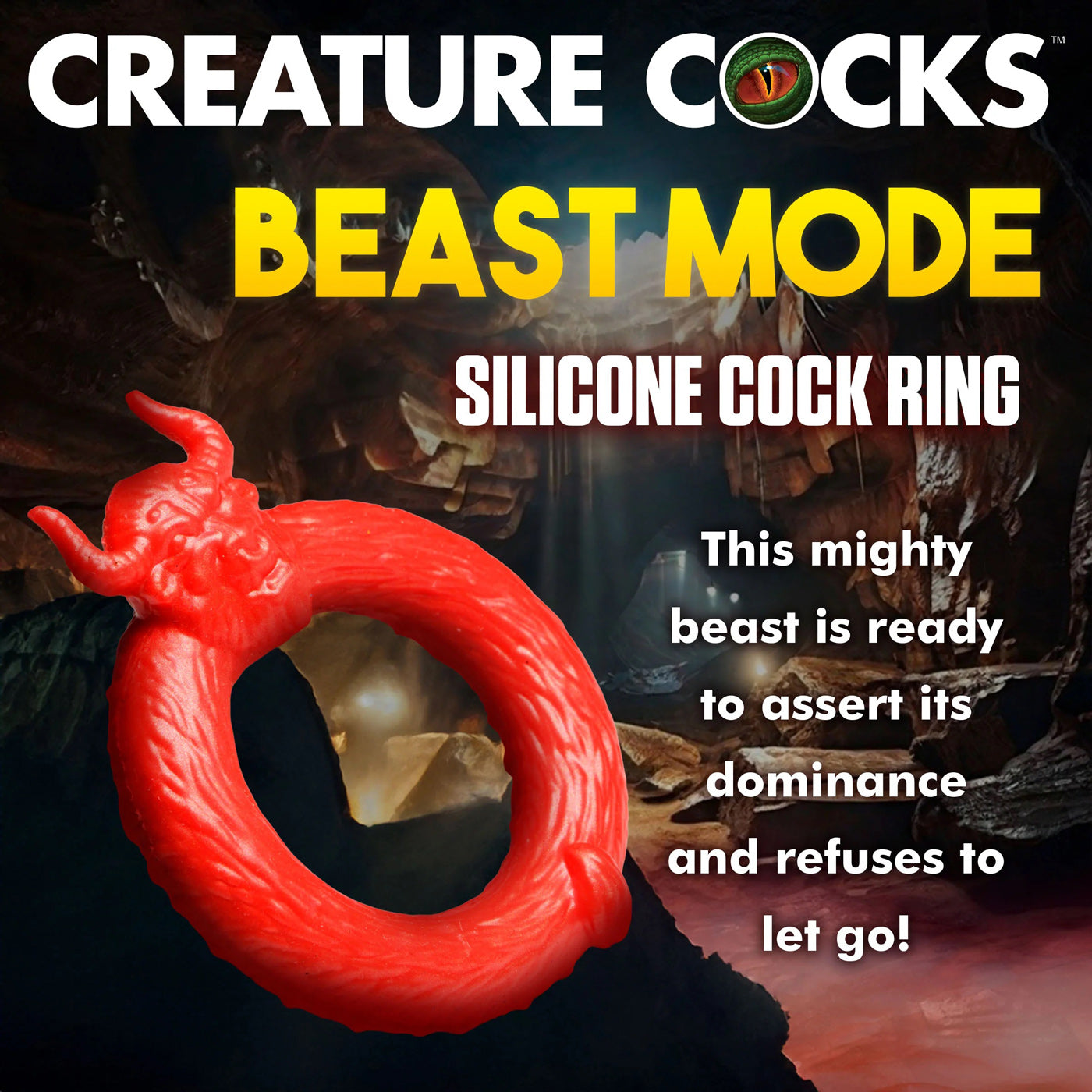 Beast Mode Silicone Cock Ring - Red CC-AH337 848518053862 from EdgingWarehouse.com where we sell the best male sex toys and fleshlight type strokers for masturbation, edging and gooning and other men's health and sexual wellness items.