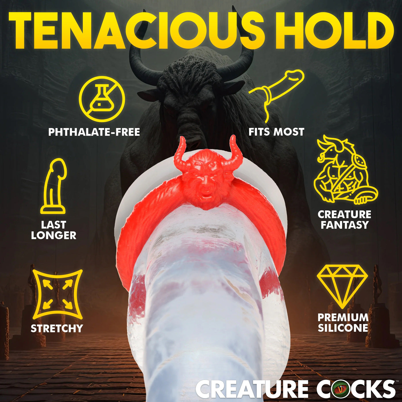 Beast Mode Silicone Cock Ring - Red CC-AH337 848518053862 from EdgingWarehouse.com where we sell the best male sex toys and fleshlight type strokers for masturbation, edging and gooning and other men's health and sexual wellness items.