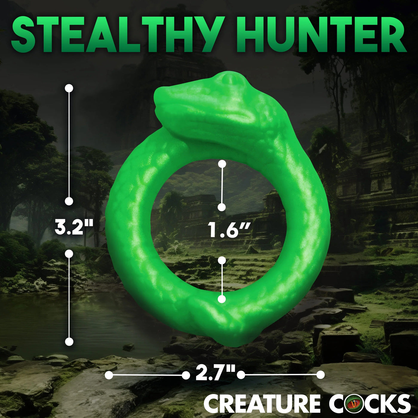 Serpentine Silicone Cock Ring - Green CC-AH338 848518053879 from EdgingWarehouse.com where we sell the best male sex toys and fleshlight type strokers for masturbation, edging and gooning and other men's health and sexual wellness items.