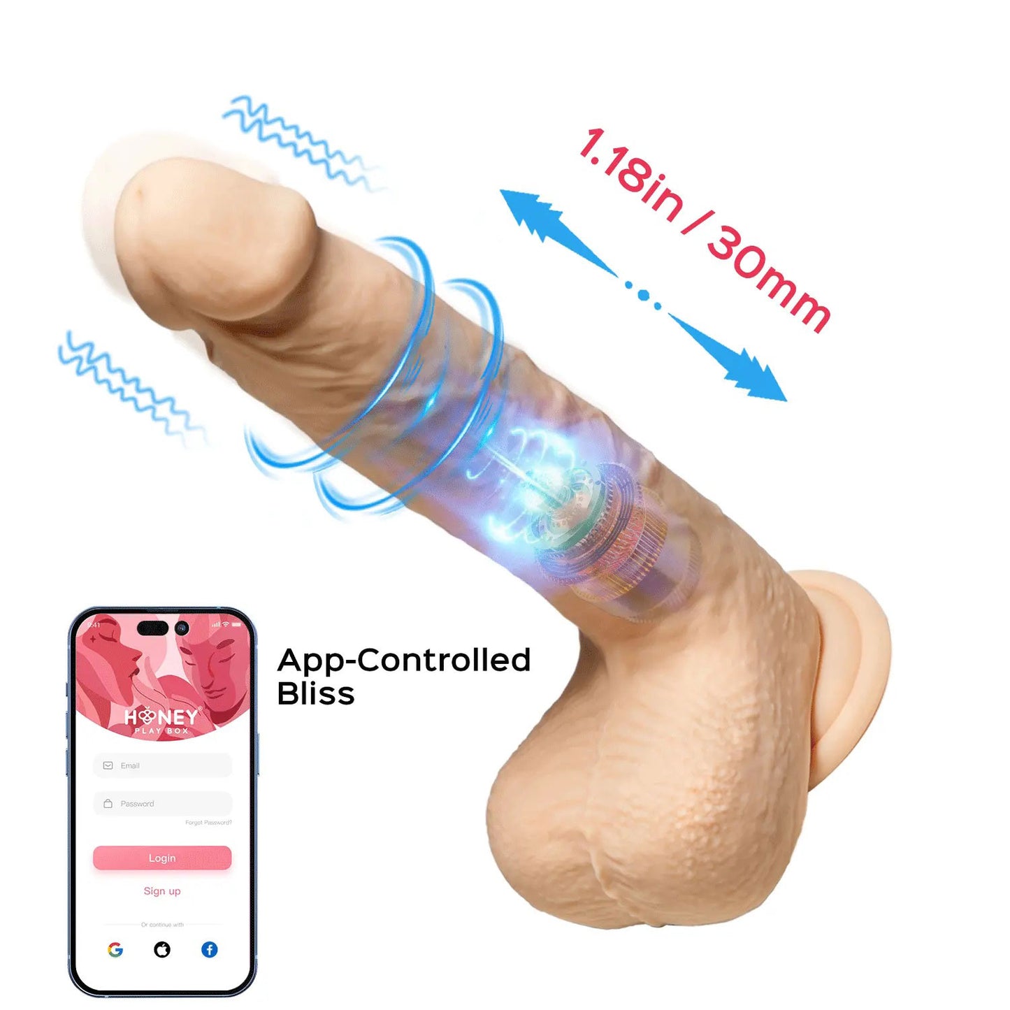 Luis-App Controlled 8.5" Real Thrusting Dildo With Clit Licker H-DD-12-915FL-8.5 710022363846 from EdgingWarehouse.com where we sell the best male sex toys and fleshlight type strokers for masturbation, edging and gooning and other men's health and sexual