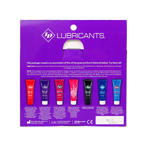 ID Sensual Lubricants 5 Pack Assorted Sampler ID-SPL-02 761236100055 from EdgingWarehouse.com where we sell the best male sex toys and fleshlight type strokers for masturbation, edging and gooning and other men's health and sexual wellness items.