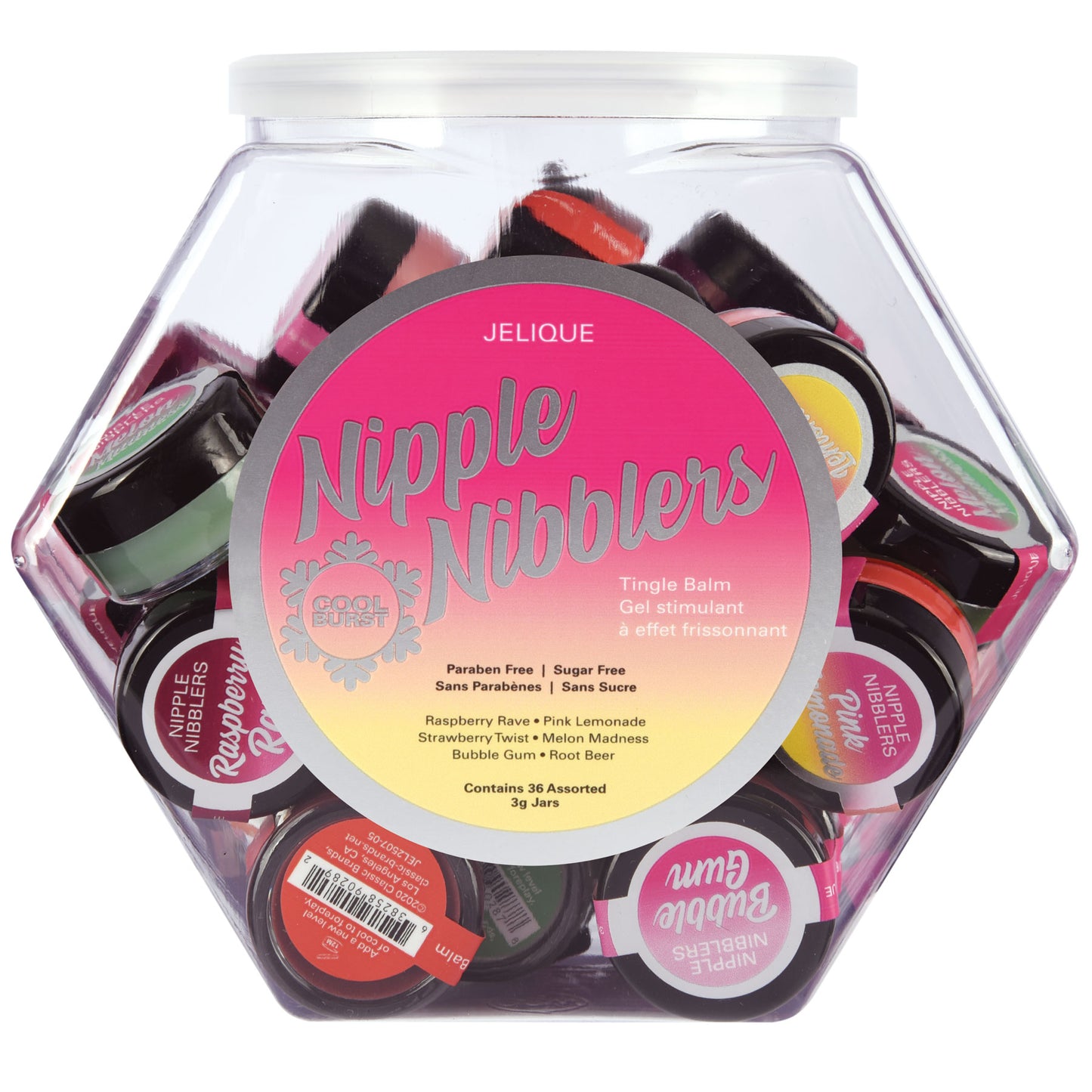 Nipple Nibblers Tingle Balm - 36 Pc. Bowl - 3gm Jars Assorted | Jelique Products | JEL2500-99 | 638258250092 from EdgingWarehouse.com and EroticWarehouse.com where we sell the best adult sex toys and fleshlight type strokers for masturbation, edging and g
