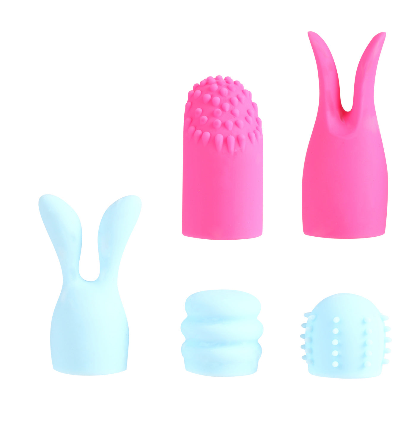 Quinn 5 Piece Silicone Attachments - Pink/blue MTMA336 5060311473042 from EdgingWarehouse.com where we sell the best male sex toys and fleshlight type strokers for masturbation, edging and gooning and other men's health and sexual wellness items.