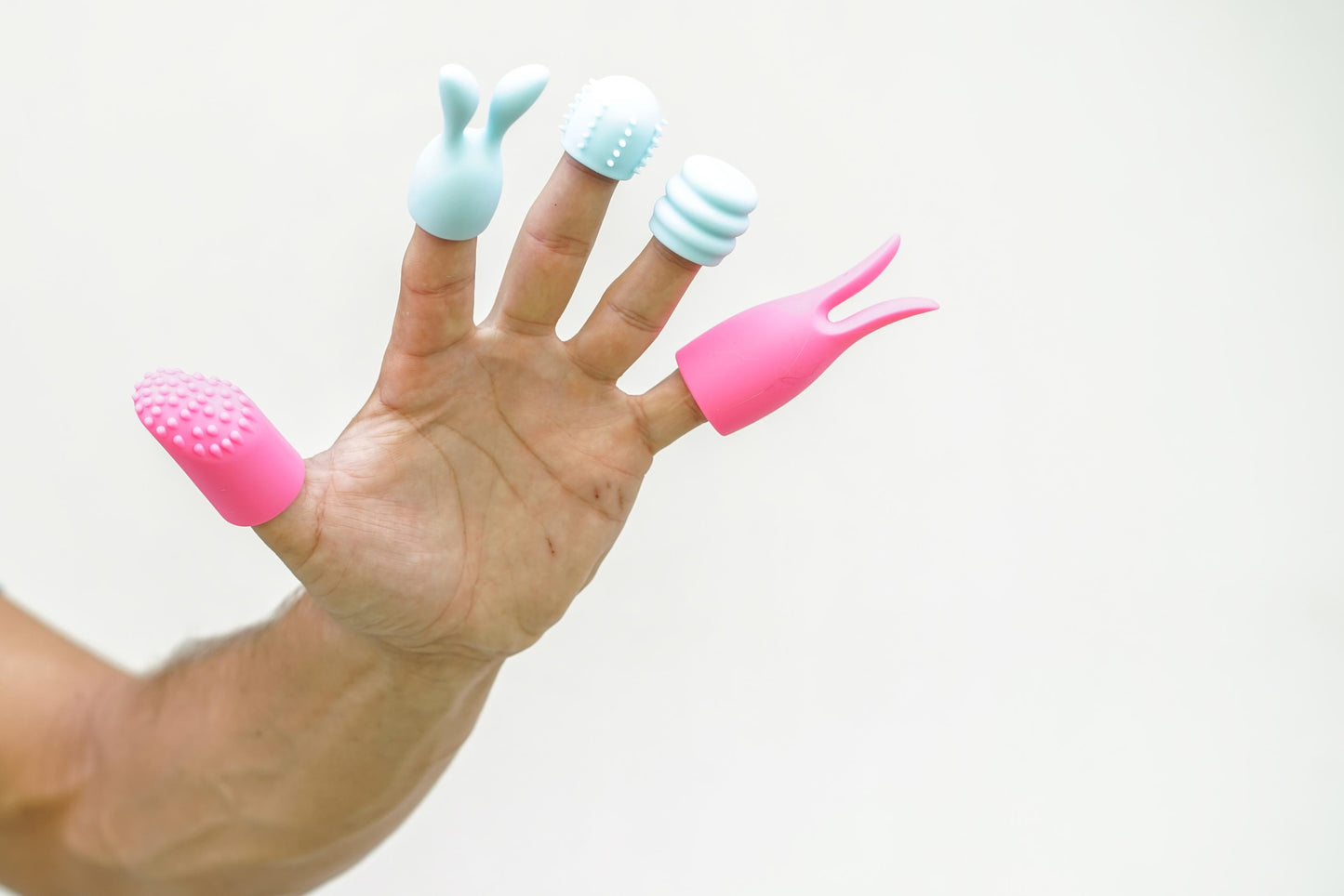 Quinn 5 Piece Silicone Attachments - Pink/blue MTMA336 5060311473042 from EdgingWarehouse.com where we sell the best male sex toys and fleshlight type strokers for masturbation, edging and gooning and other men's health and sexual wellness items.