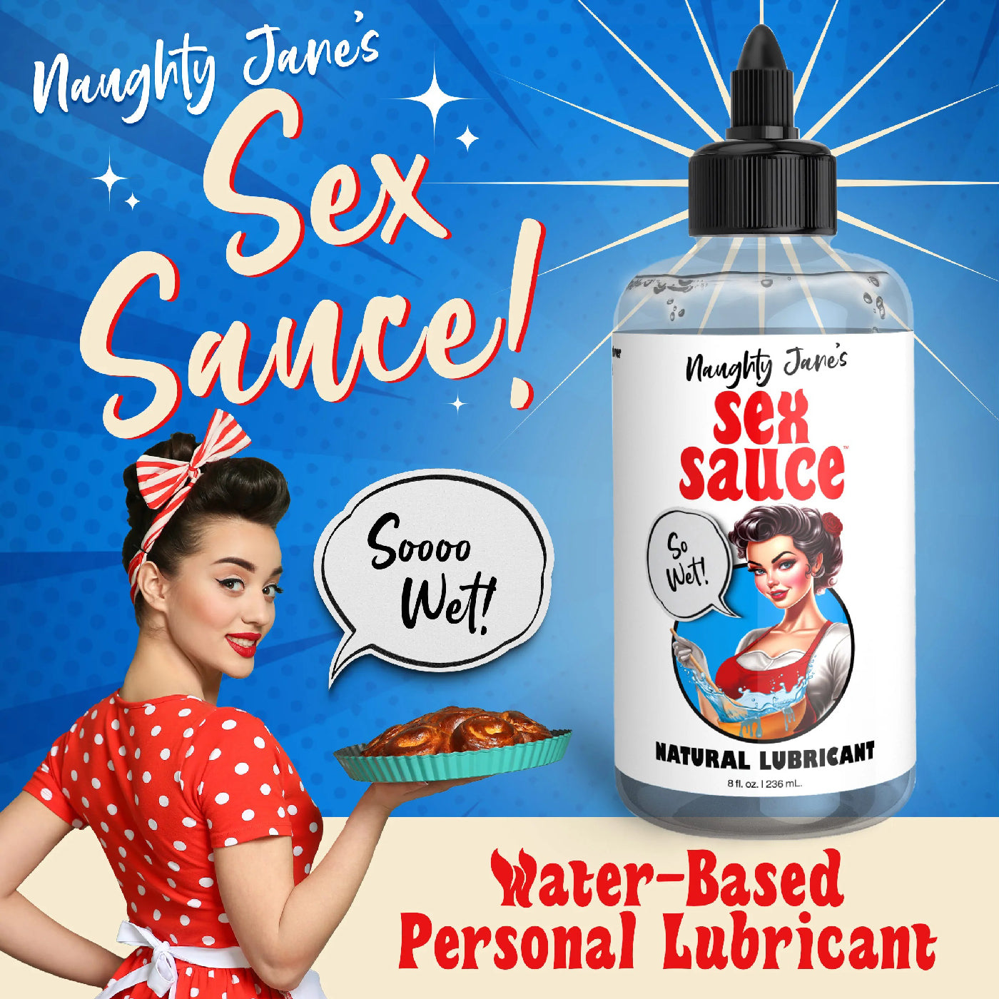 Naughty Jane's Sex Sauce Natural Lubricant 8oz NJ-AH396-8OZ 848518054524 from EdgingWarehouse.com where we sell the best male sex toys and fleshlight type strokers for masturbation, edging and gooning and other men's health and sexual wellness items.