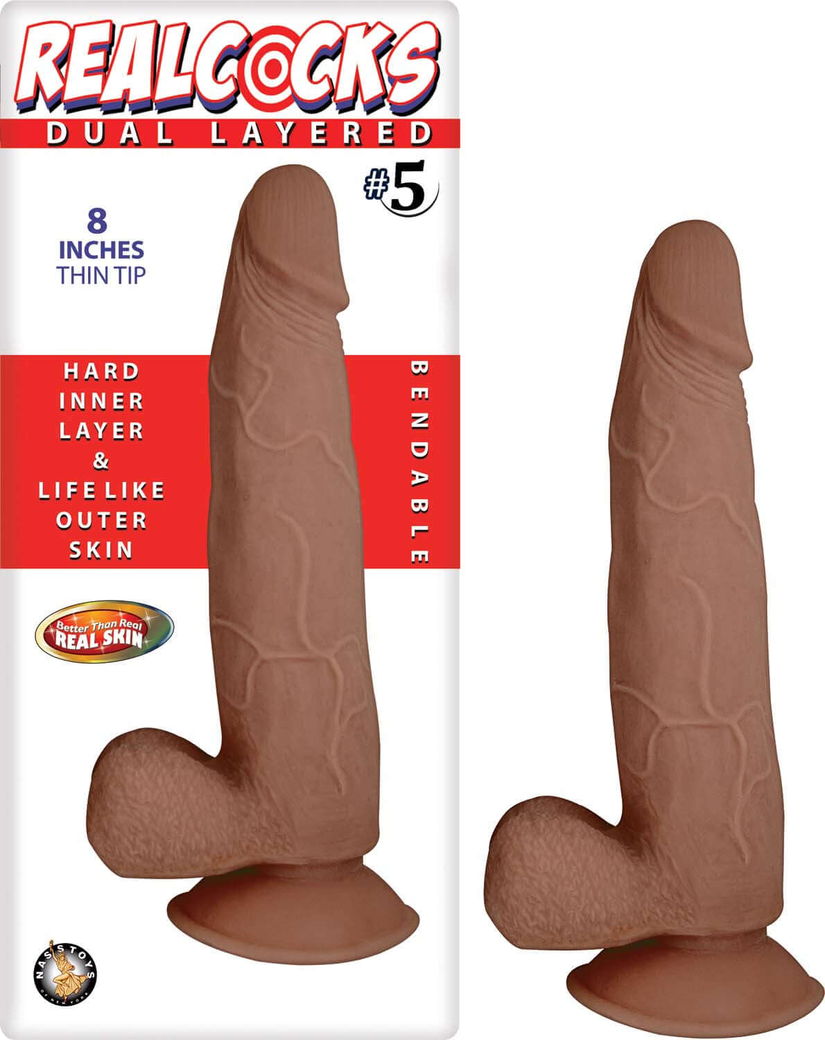 Realcocks Dual Layered #5 - Brown NW2784-2 782631278422 from EdgingWarehouse.com where we sell the best male sex toys and fleshlight type strokers for masturbation, edging and gooning and other men's health and sexual wellness items.