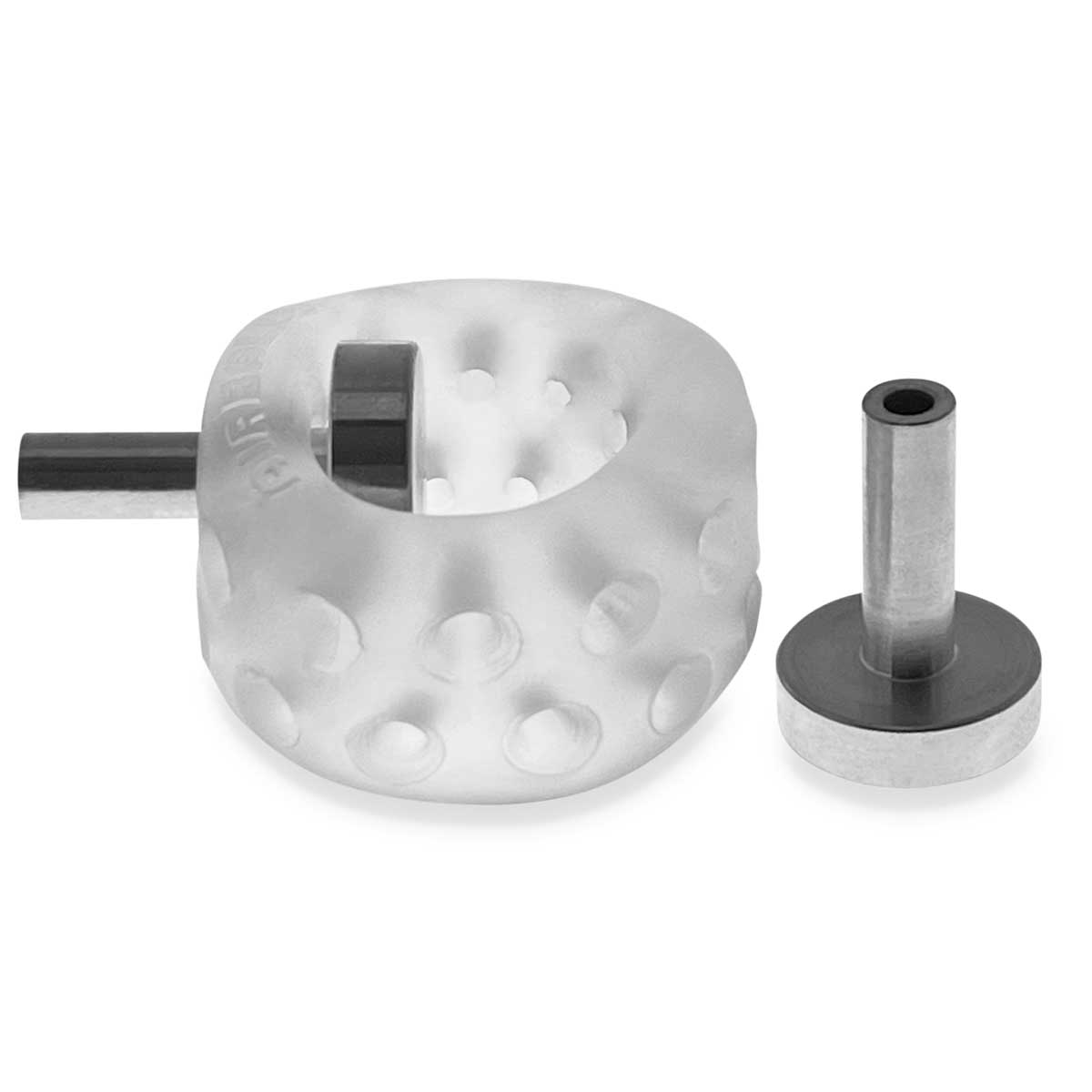 Airballs Electro Air-Lite Ballstretcher With Two 4mm Electro Contact - Clear Ice OX-3084-ELEC 840215122629 from EdgingWarehouse.com where we sell the best male sex toys and fleshlight type strokers for masturbation, edging and gooning and other men's heal