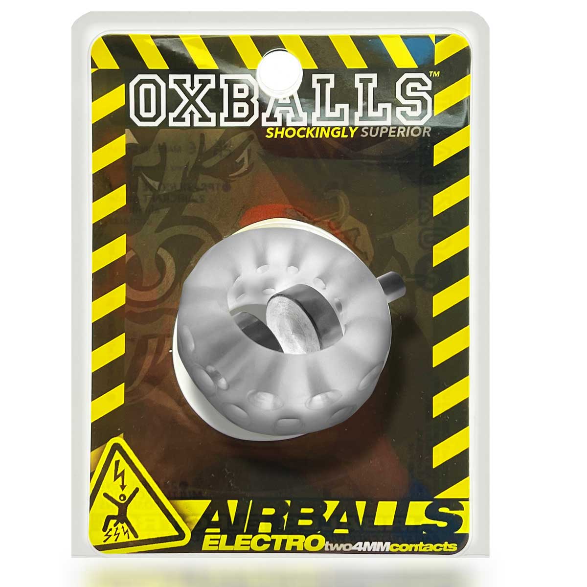 Airballs Electro Air-Lite Ballstretcher With Two 4mm Electro Contact - Clear Ice OX-3084-ELEC 840215122629 from EdgingWarehouse.com where we sell the best male sex toys and fleshlight type strokers for masturbation, edging and gooning and other men's heal