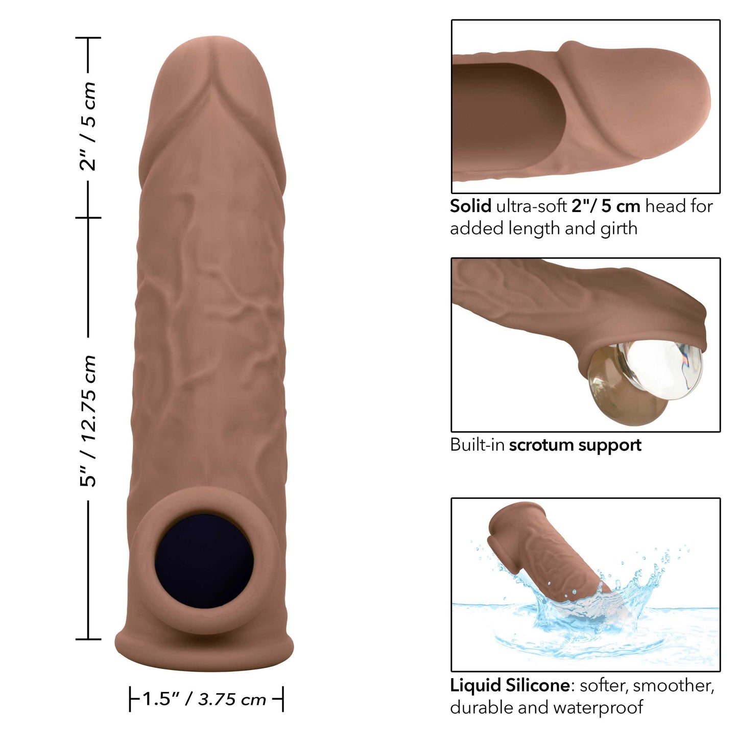 Performance Maxx Life-Like Extension 7 Inch - Brown SE1633103 716770101921 from EdgingWarehouse.com where we sell the best male sex toys and fleshlight type strokers for masturbation, edging and gooning and other men's health and sexual wellness items.