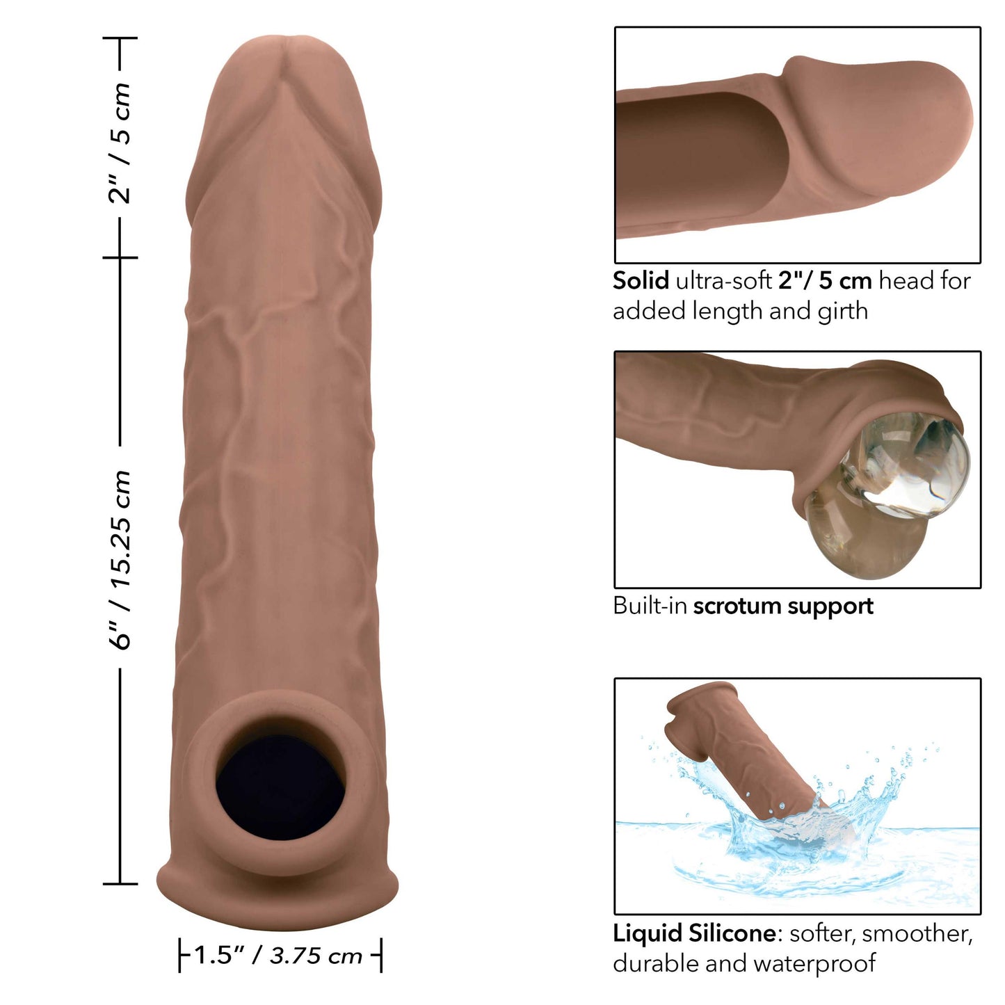 Performance Maxx Life-Like Extension 8 Inch - Brown SE1633203 716770101945 from EdgingWarehouse.com where we sell the best male sex toys and fleshlight type strokers for masturbation, edging and gooning and other men's health and sexual wellness items.