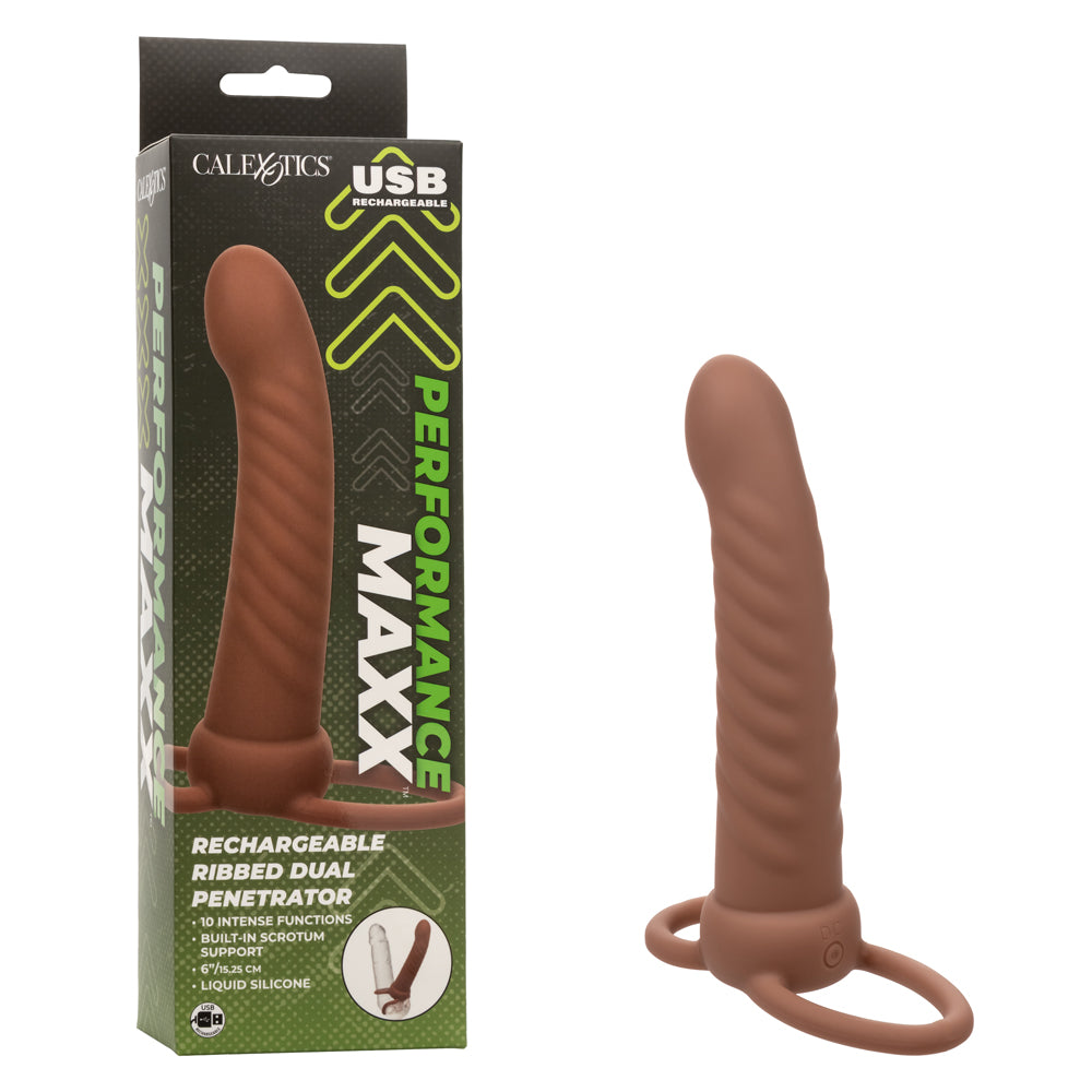 Performance Maxx Rechargeable Ribbed Dual Penetrator - Brown SE1634113 716770109323 from EdgingWarehouse.com where we sell the best male sex toys and fleshlight type strokers for masturbation, edging and gooning and other men's health and sexual wellness