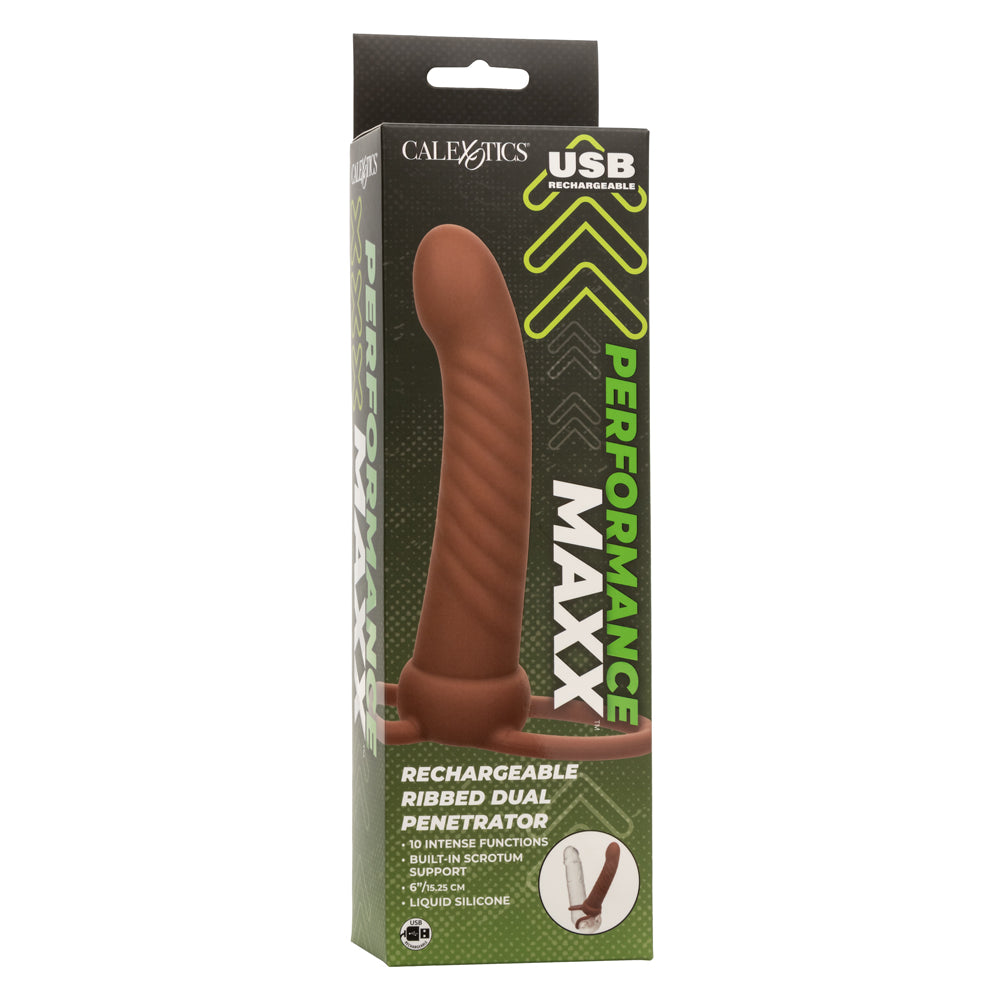 Performance Maxx Rechargeable Ribbed Dual Penetrator - Brown SE1634113 716770109323 from EdgingWarehouse.com where we sell the best male sex toys and fleshlight type strokers for masturbation, edging and gooning and other men's health and sexual wellness