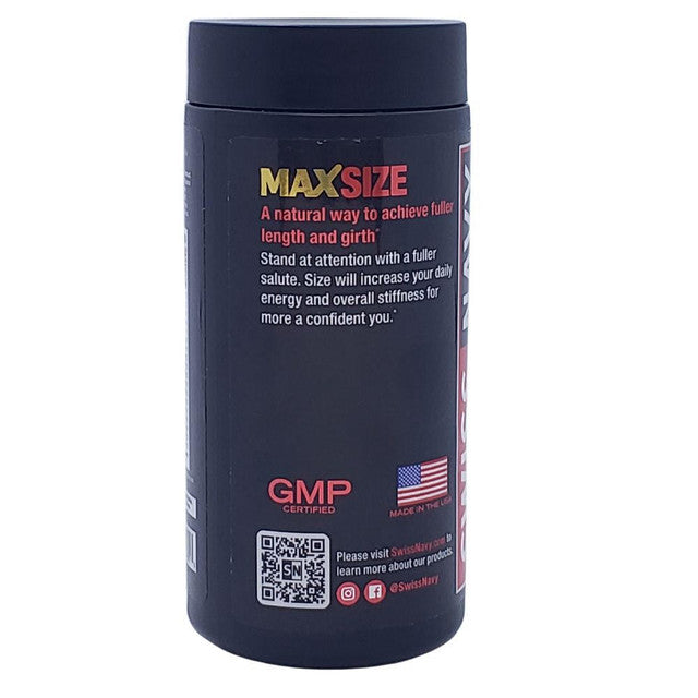 Max Size - 60 Count Bottle by Swiss Navy MD-MS601E 699439006013 from EdgingWarehouse.com where we sell the best male sex toys and fleshlight type strokers for masturbation, edging and gooning and other men's health and sexual wellness items.