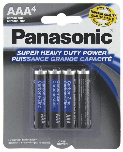 Panasonic Super Heavy Duty Battery AAA - Pack of 4 EL1023 073096500273 from EdgingWarehouse.com where we sell the best male sex toys and fleshlight type strokers for masturbation, edging and gooning and other men's health and sexual wellness items.