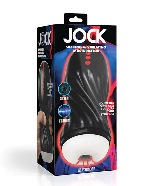 Curve Toys Jock Sucking & Vibrating Masturbator - Black | ELCN-09-0950-01