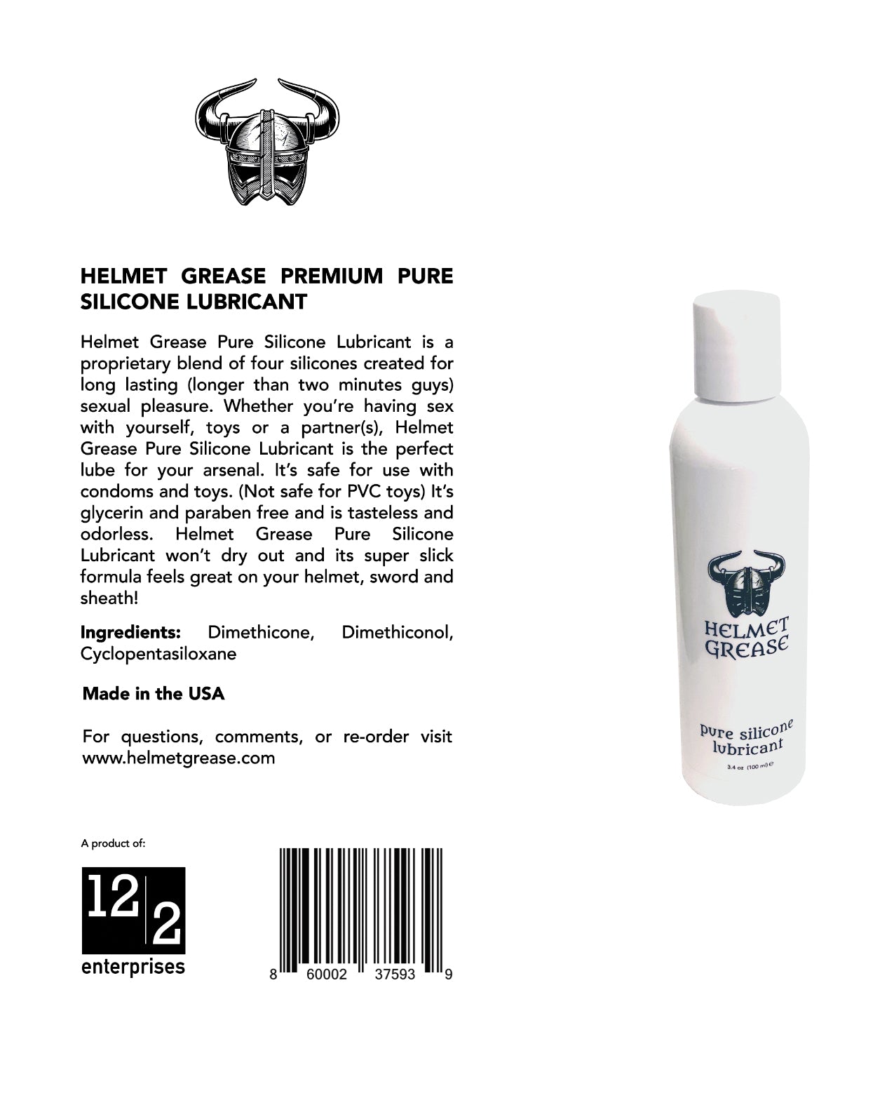 Helmet Grease Pure Silicone Lubricant - 3.4 oz Bottle | ELDECHGPS3.4