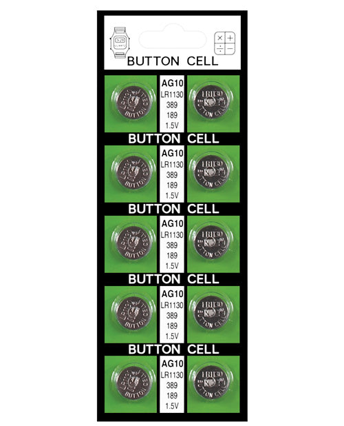 Batteries AG10 - Card of 10 ELET0102-01 from EdgingWarehouse.com where we sell the best male sex toys and fleshlight type strokers for masturbation, edging and gooning and other men's health and sexual wellness items.