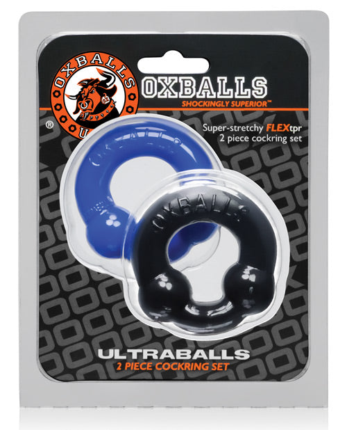 Oxballs Ultraballs Cock Rings - Black/Police Blue Pack of 2