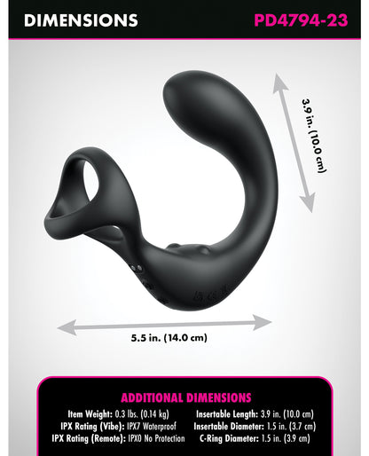 Anal Fantasy Elite Ass-Gasm Taint-Alizer P-Spot Vibrator - Black | ELPD4794-23