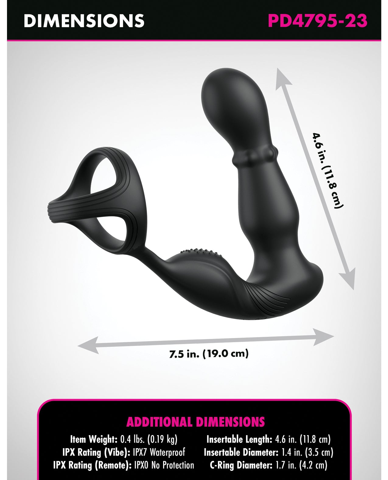 Anal Fantasy Elite Ass-Gasm Slide & Glide P-Spot Stimulator - Black | ELPD4795-23