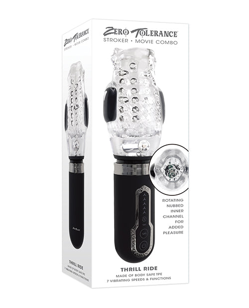 Zero Tolerance Thrill Ride Rechargeable Stroker - Black/Clear | ELZE-RS-5162