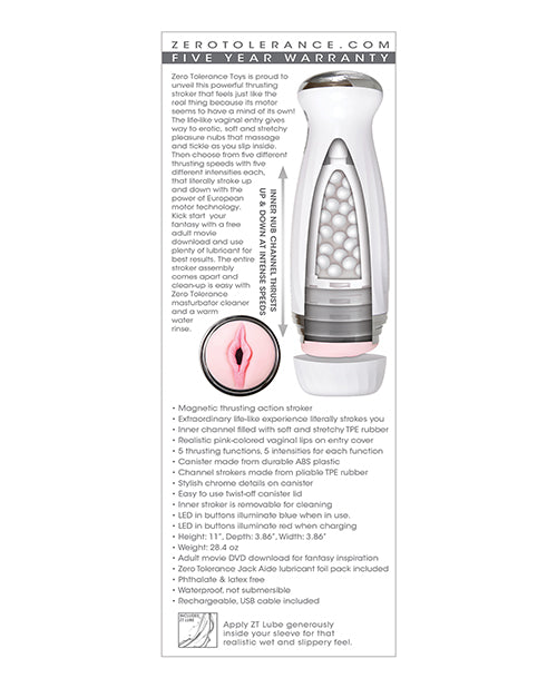 Zero Tolerance The Thrusting Stroker Rechargeable - White | ELZE-RS-5583