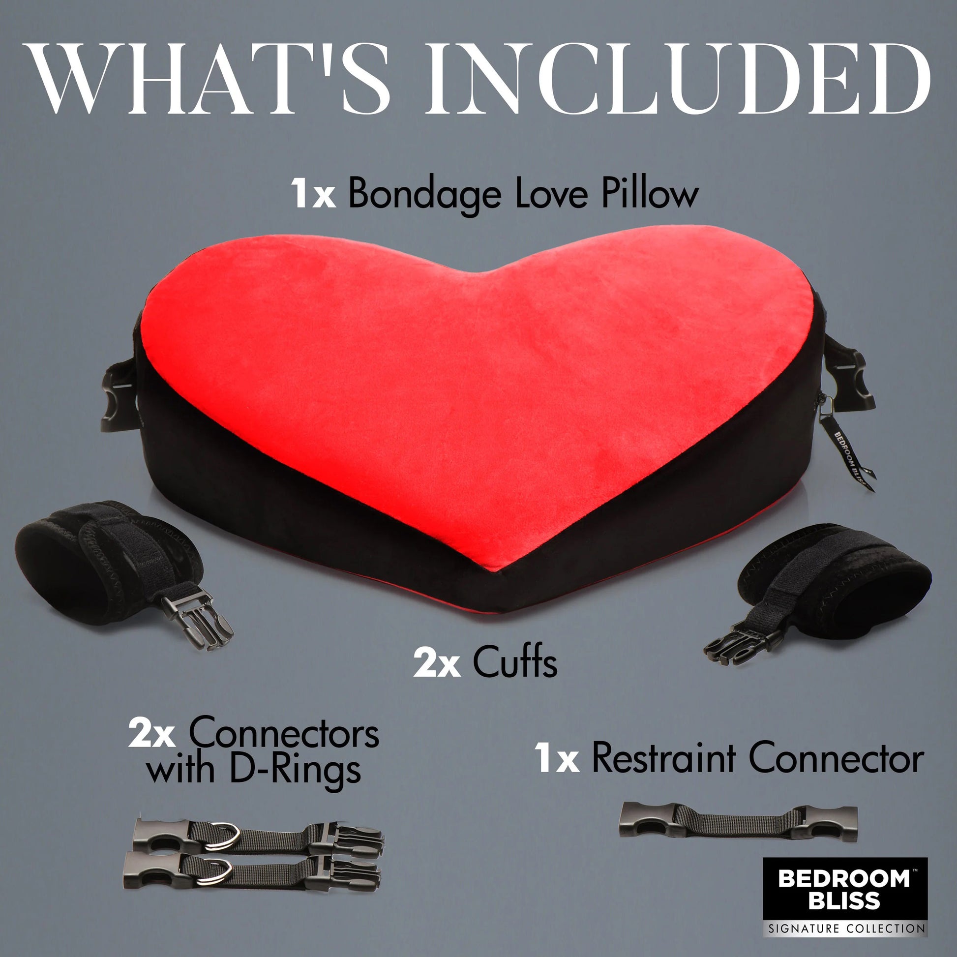 Bondage Love Pillow - Black/red | XR Brands | BB-AH365 | 848518054203 from EdgingWarehouse.com and EroticWarehouse.com where we sell the best adult sex toys and fleshlight type strokers for masturbation, edging and gooning and other adult health and sexua