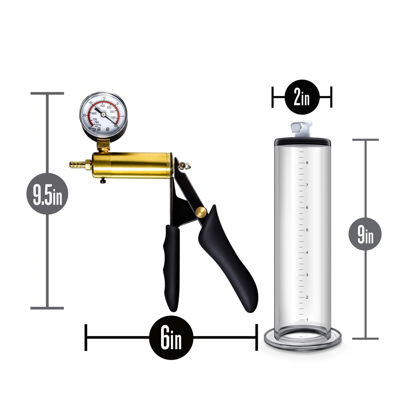 Performance - Vx6 Vacuum Penis Pump With Brass Pistol & Pressure Gauge - Clear | BL-06301