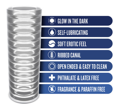 Rize - Ribz - Glow in the Dark Self - Lubricating Stroker - Clear | BL-06309