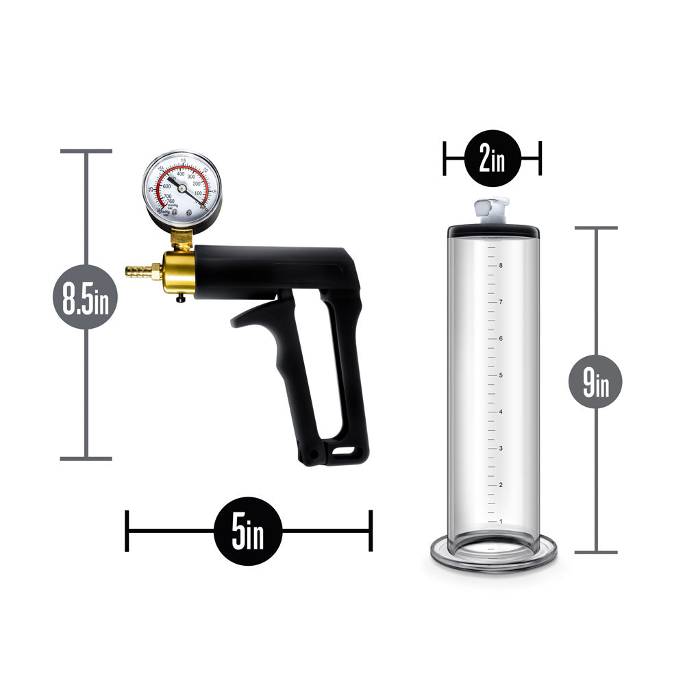 Performance - Vx7 Vacuum Penis Pump With Brass Trigger & Pressure Gauge - Clear | BL-06401