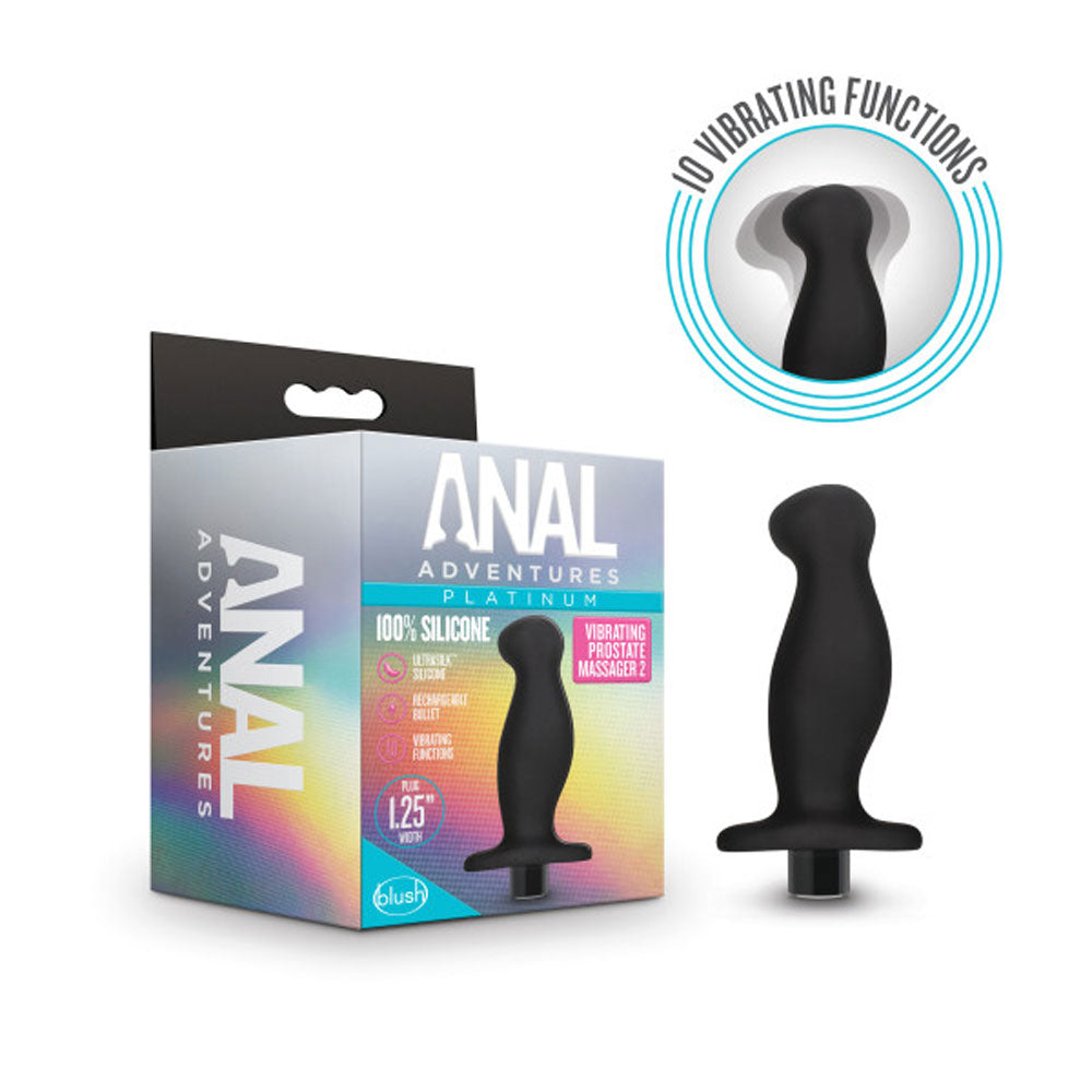 Anal Adventures - Platinum - Silicone Vibrating Prostate Massager 02 -Black | BL-11625