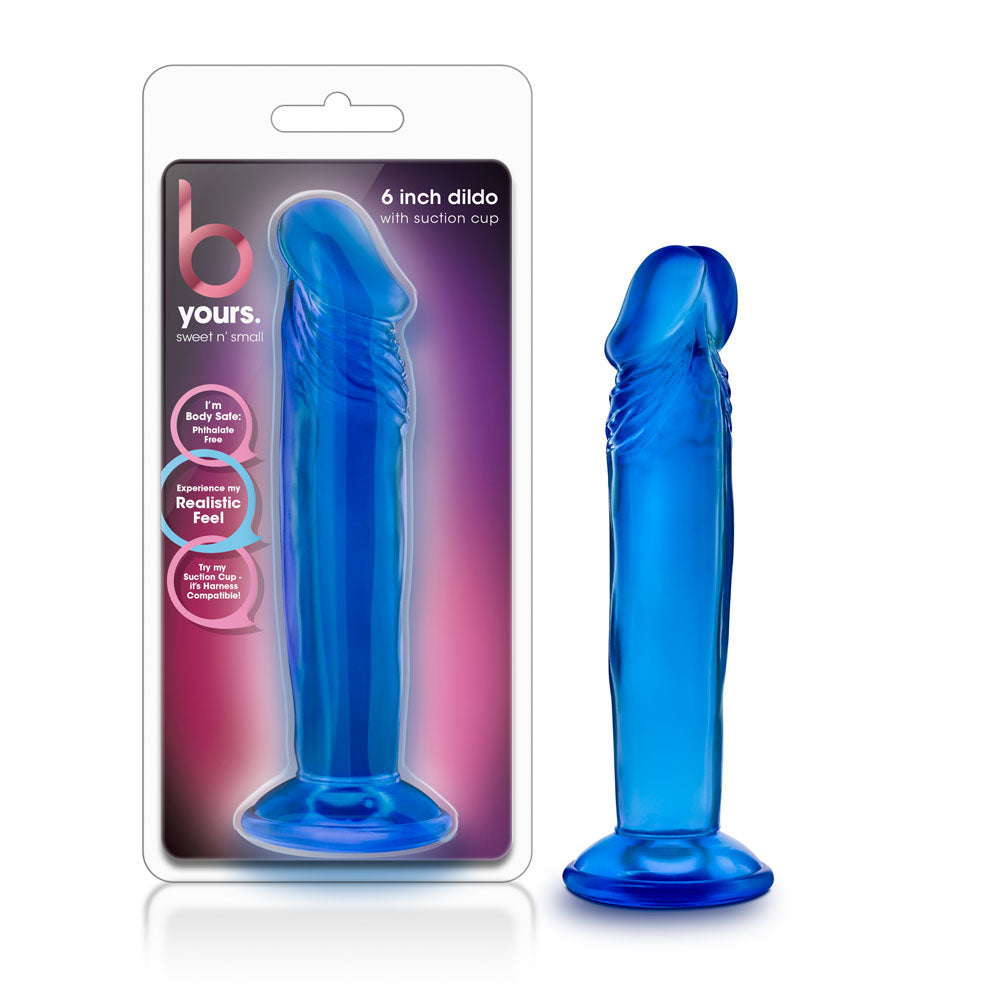 B Yours - Sweet n' Small 6 Inch Dildo With Suction Cup - Blue | BL-14622