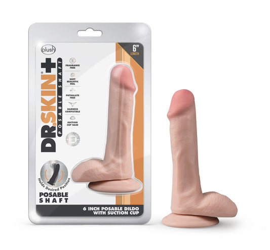 Dr. Skin Plus - 6 Inch Posable Dildo With Balls - Vanilla | BL-14903