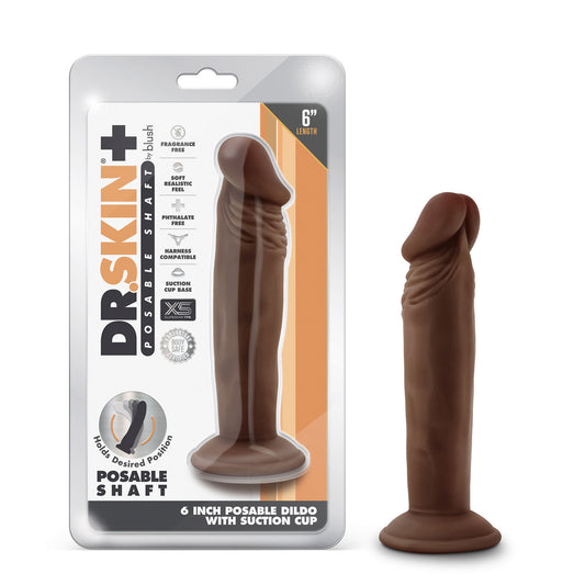 Dr. Skin Plus - 6 Inch Posable Dildo - Chocolate | BL-14926