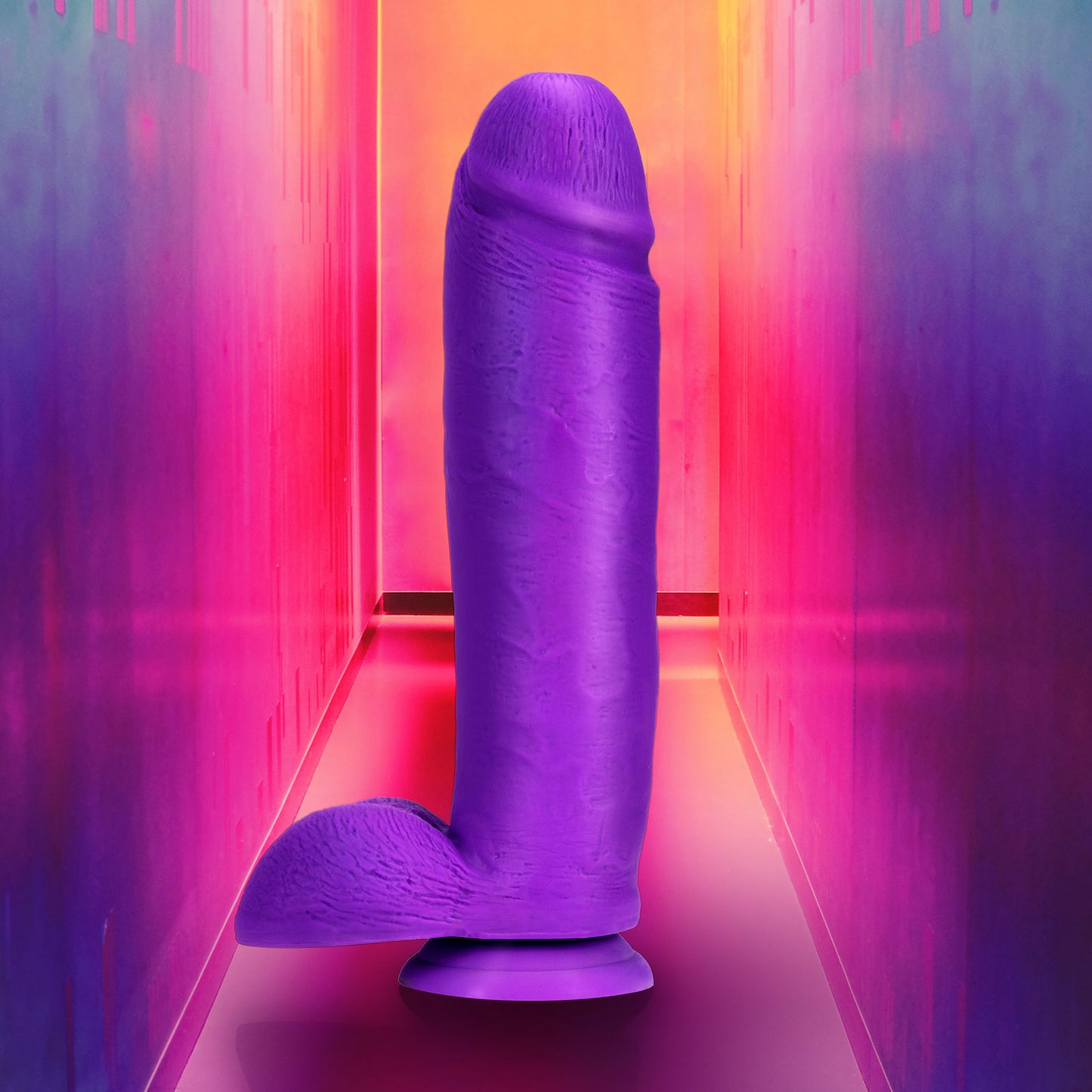 Neo Elite - 10 Inch Silicone Dual Density Cock With Balls - Neon Purple | BL-26411