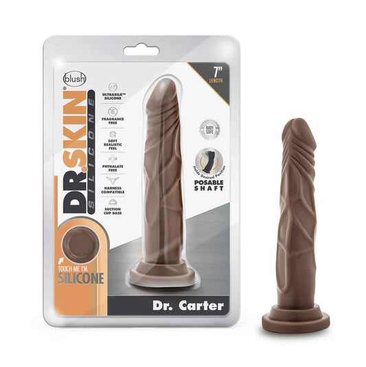 Dr. Skin Silicone - Dr. Carter - 7 Inch Dong With Suction Cup - Chocolate | BL-26526