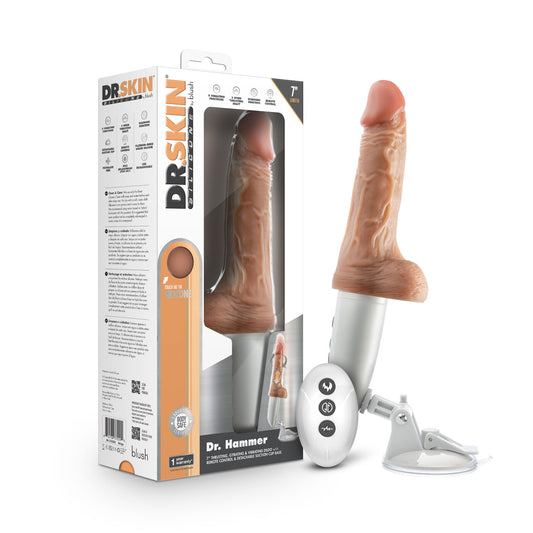 Dr. Skin Silicone - Dr. Hammer - 7 Inch Thrusting Dildo With Handle - Beige | BL-32303