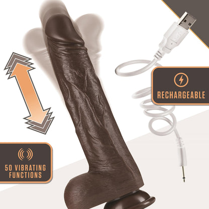 Dr. Skin Silicone - Dr. Murphy - 8 Inch Thrusting Dildo - Chocolate | BL-32606