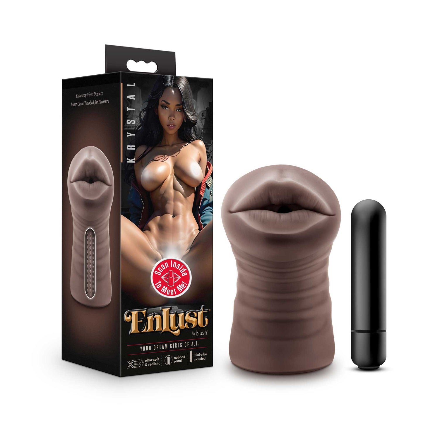 Enlust - Krystal - Vibrating Mouth Stroker - Brown | BL-73546