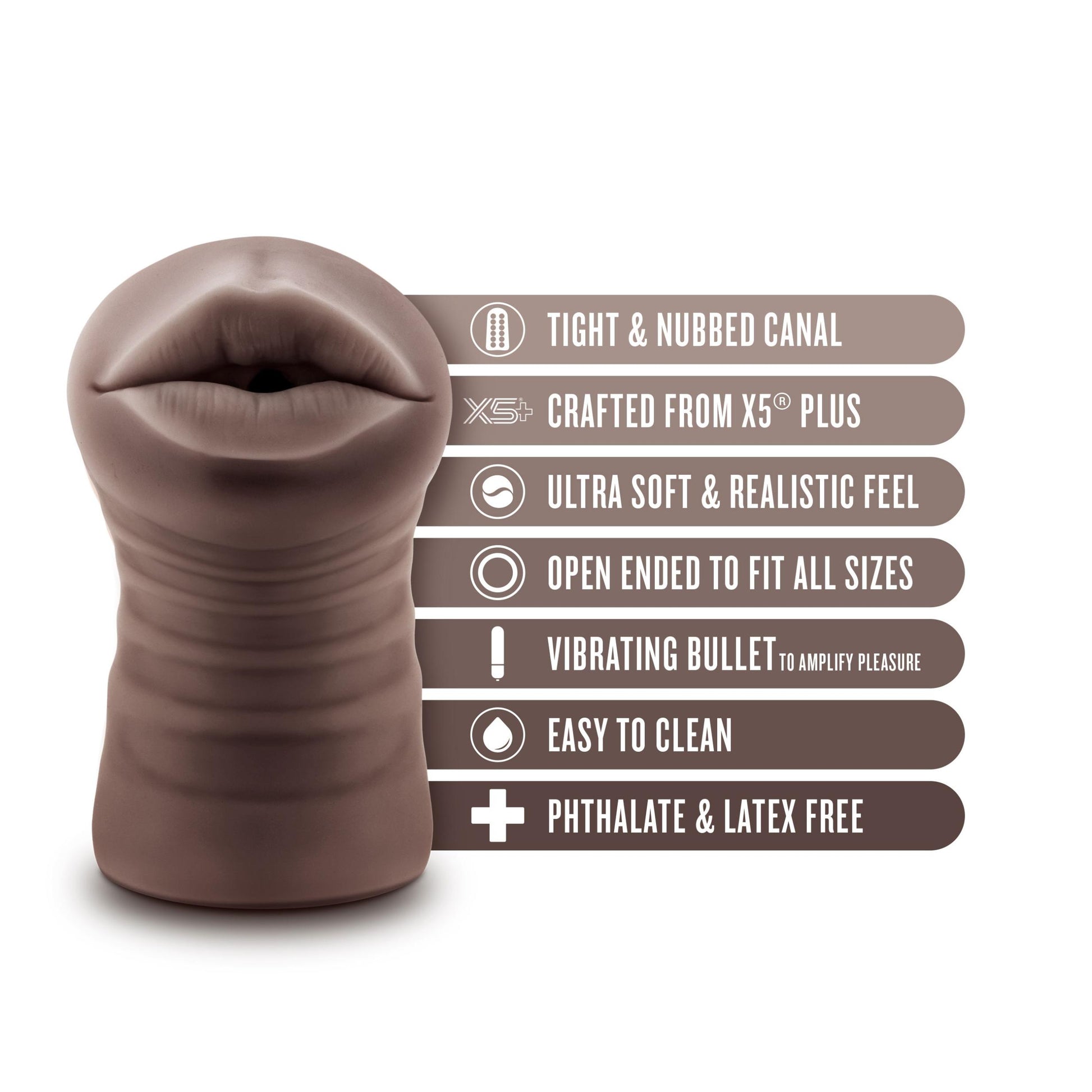 Enlust - Krystal - Vibrating Mouth Stroker - Brown | BL-73546