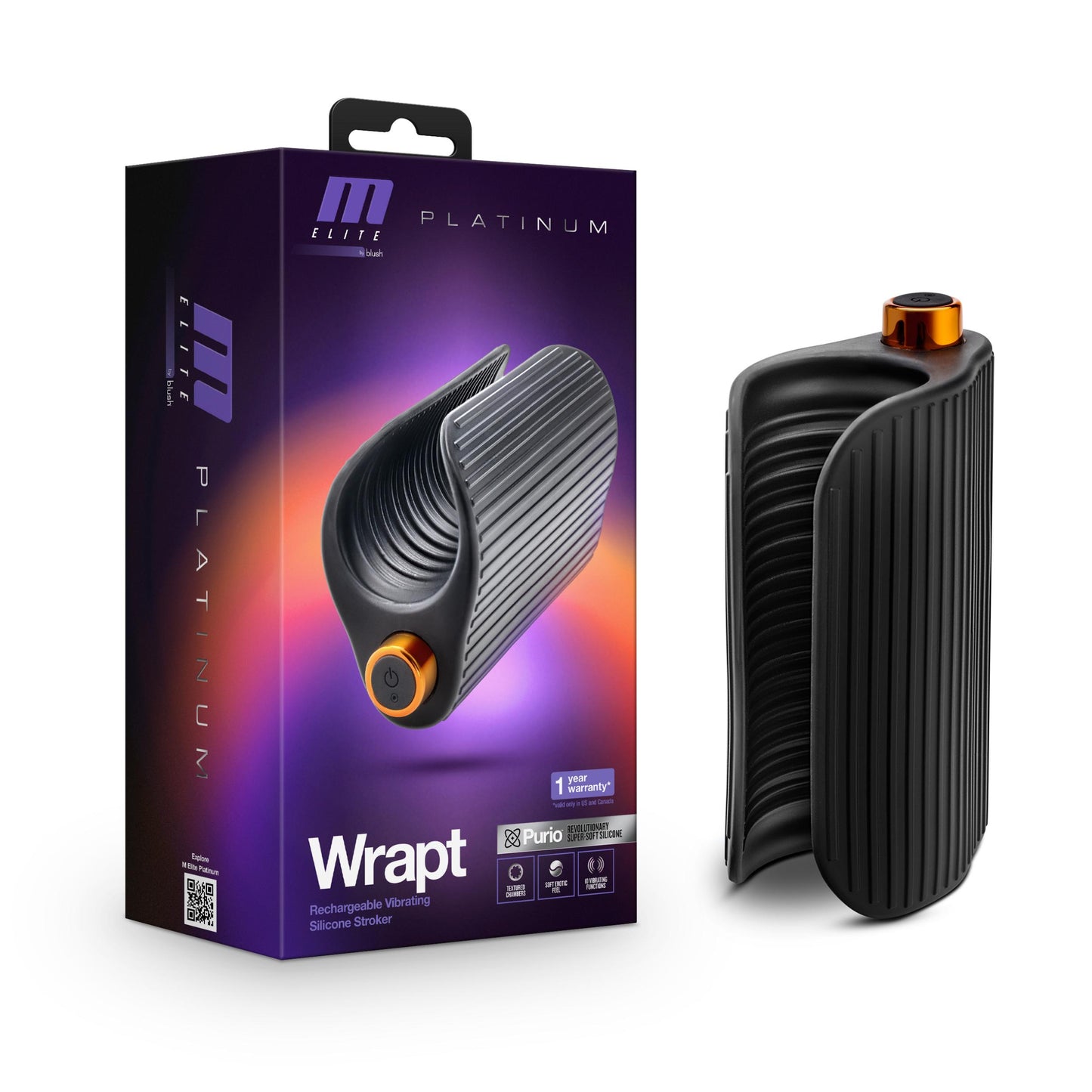 M Elite Platinum - Wrapt - Black BL-82505 819835029762 from EdgingWarehouse.com where we sell the best male sex toys and fleshlight type strokers for masturbation, edging and gooning and other men's health and sexual wellness items.