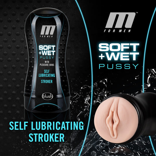 M for Men - Soft and Wet - Pussy With Pleasure Orbs - Self Lubricating Stroker Cup - Vanilla | BL-84003