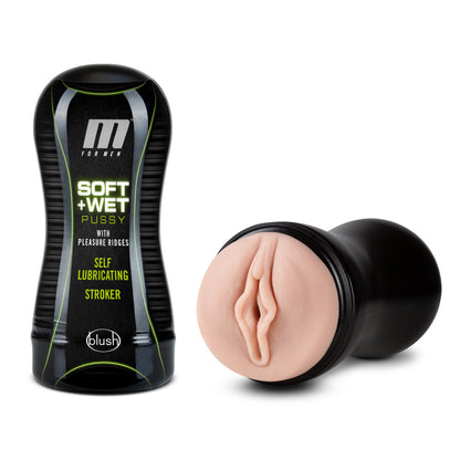 M for Men - Soft and Wet - Pussy With Pleasure Ridges - Self Lubricating Stroker Cup - Vanilla | BL-84013